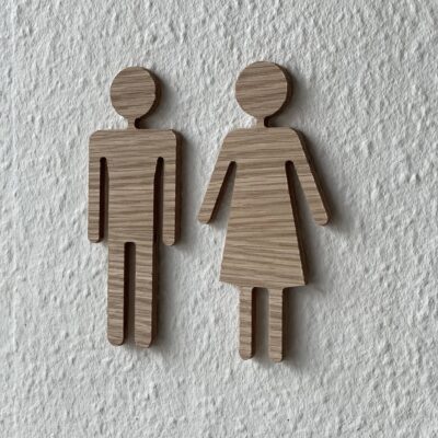 herre dame toiletskilt egetræ