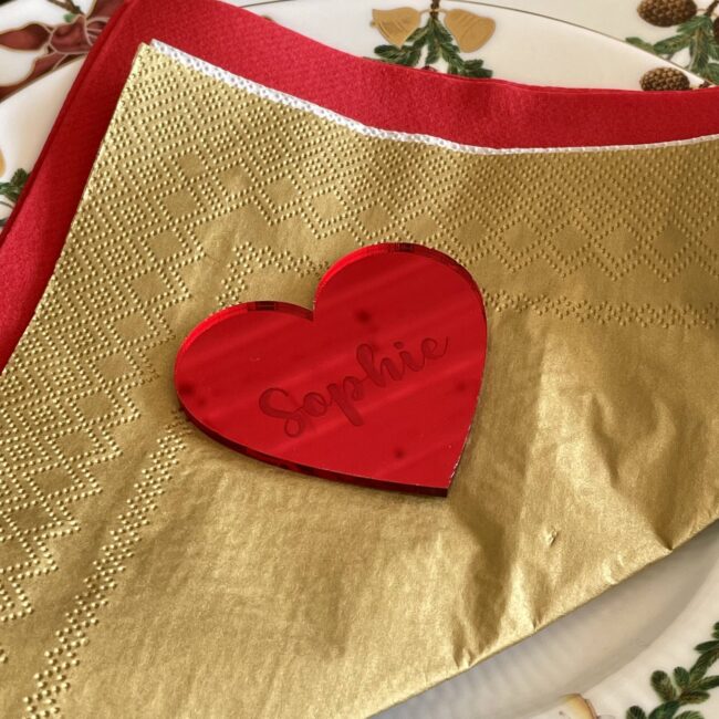 Bordkort til jul - hjerteformet