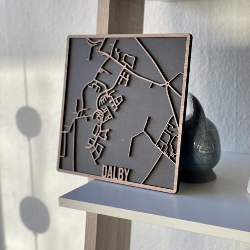 Dalby - Bykort plakat i træ - Billede 2