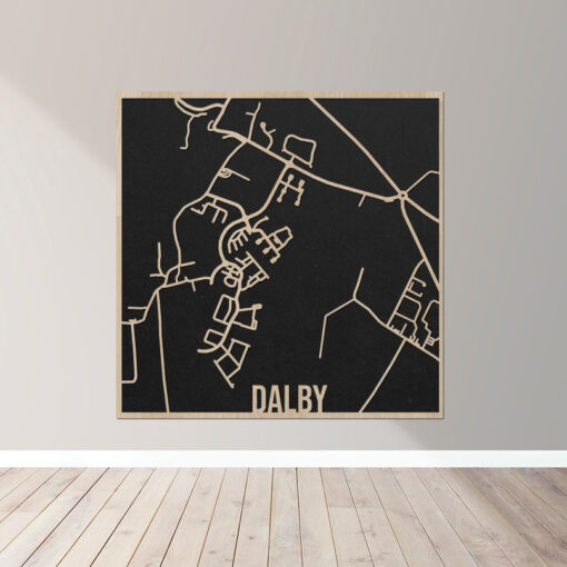 Dalby - Bykort plakat i træ