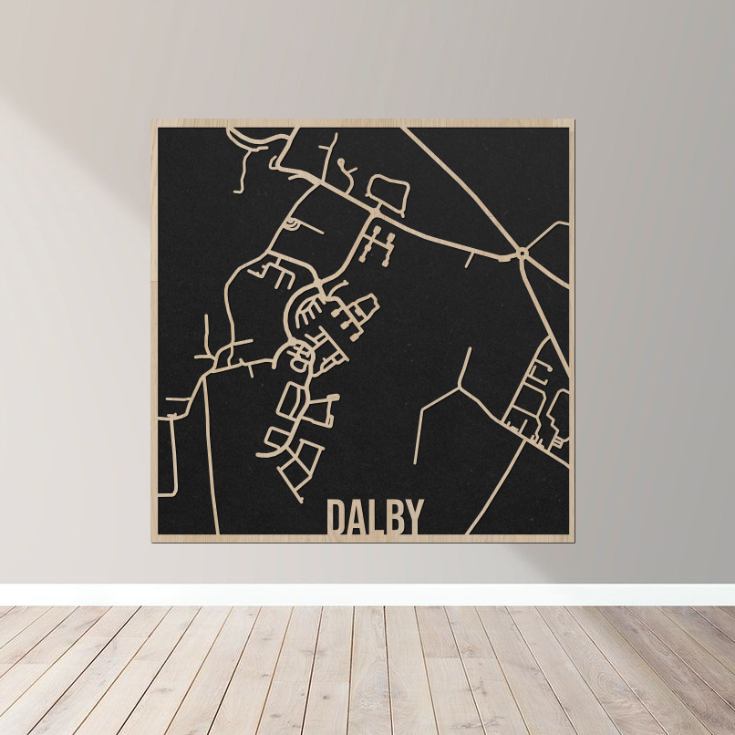 Dalby - Bykort plakat i træ