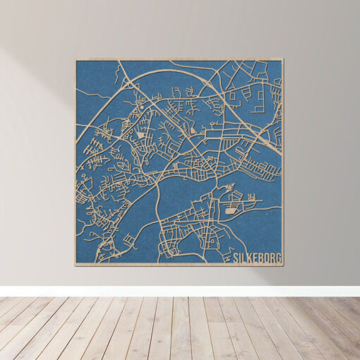 Silkeborg - Bykort plakat i træ - Billede 2