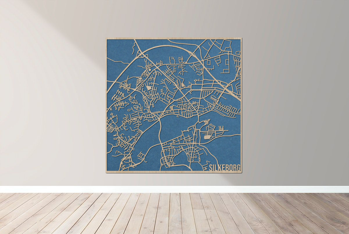 Silkeborg - Bykort plakat i træ - Billede 2