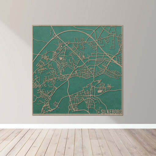 Silkeborg - Bykort plakat i træ - Billede 3