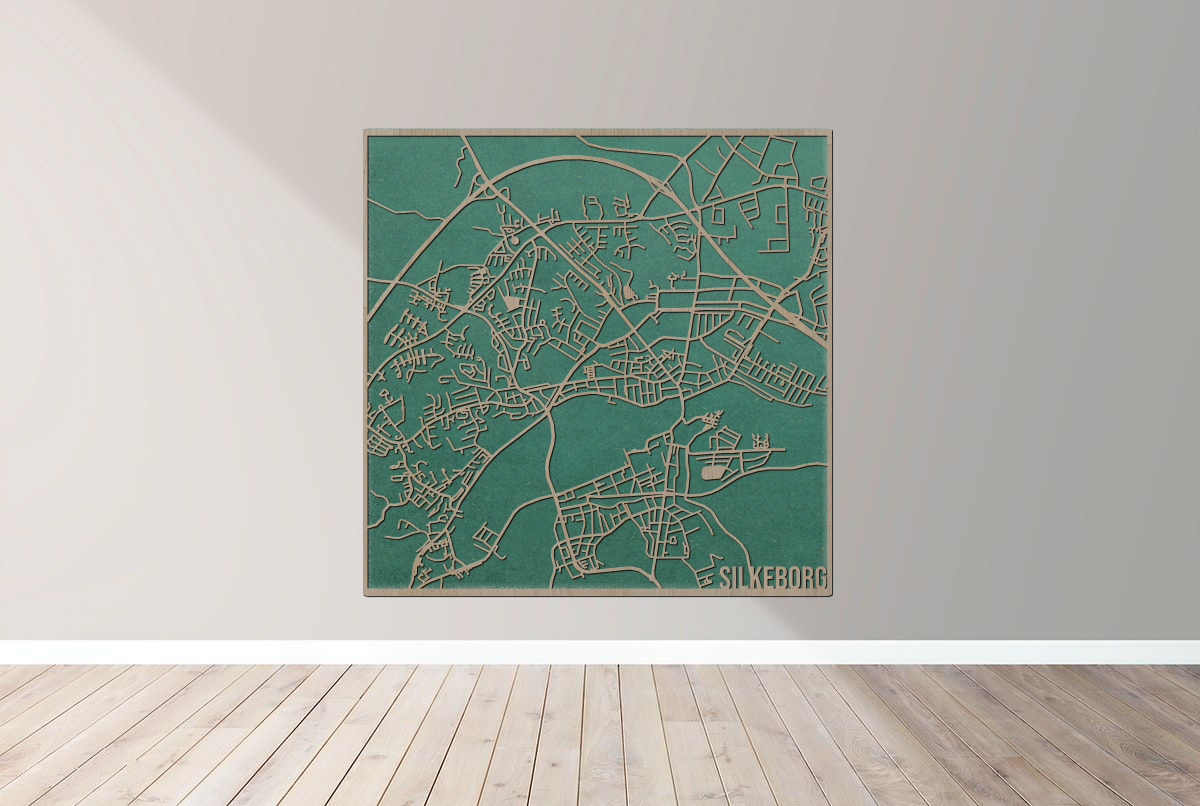 Silkeborg - Bykort plakat i træ - Billede 3