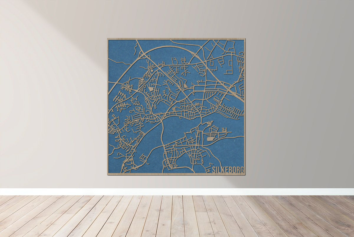 Silkeborg - Bykort plakat i træ - Billede 4