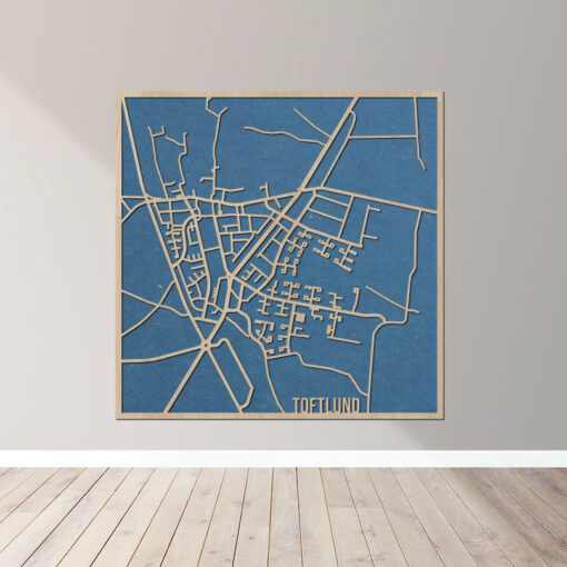 Toftlund - Bykort plakat i træ - Billede 2