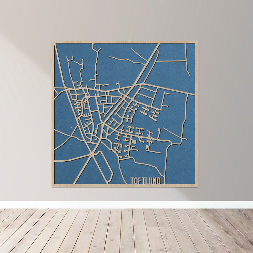 Toftlund - Bykort plakat i træ - Billede 2