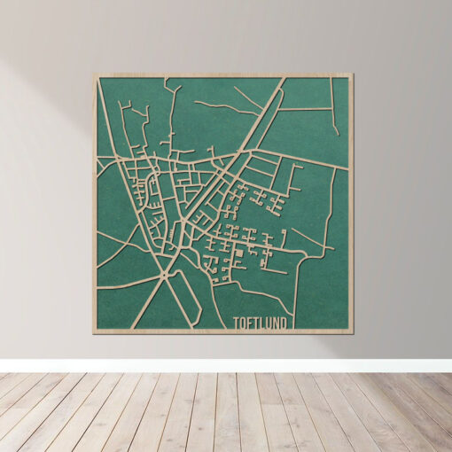 Toftlund - Bykort plakat i træ - Billede 3