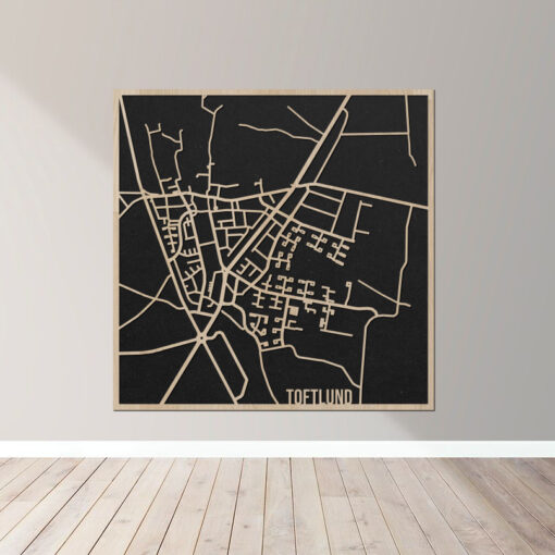 Toftlund - Bykort plakat i træ