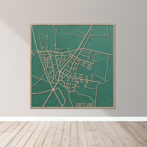 Toftlund - Bykort plakat i træ - Billede 6