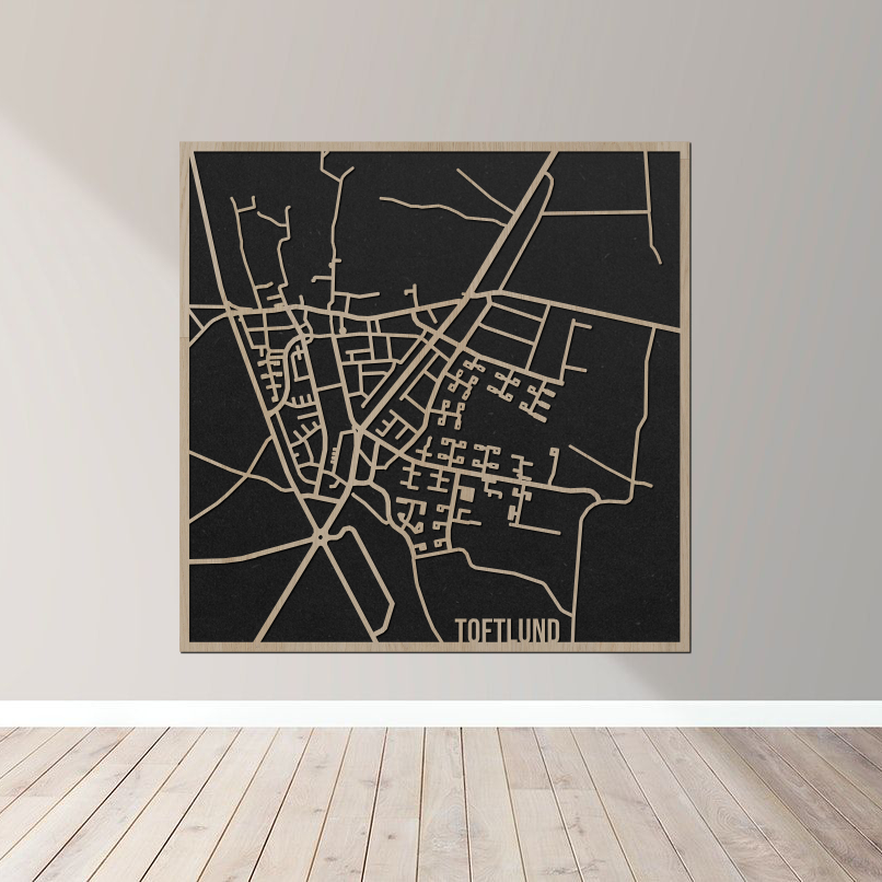 Toftlund - Bykort plakat i træ - Billede 7