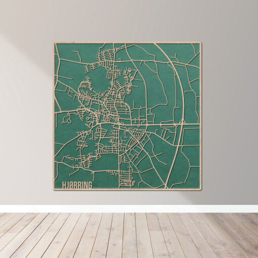 Hjørring - Bykort plakat i træ - Billede 2
