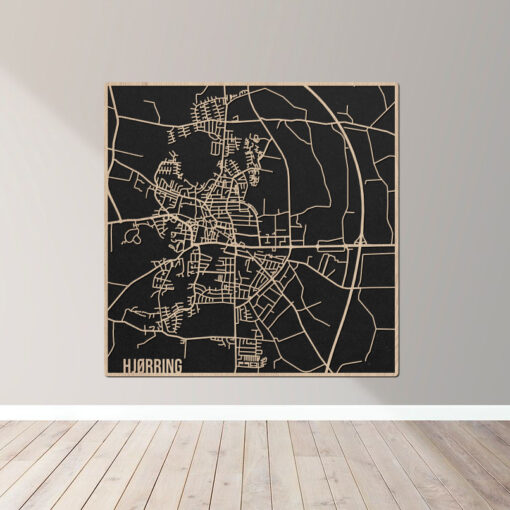 Hjørring - Bykort plakat i træ
