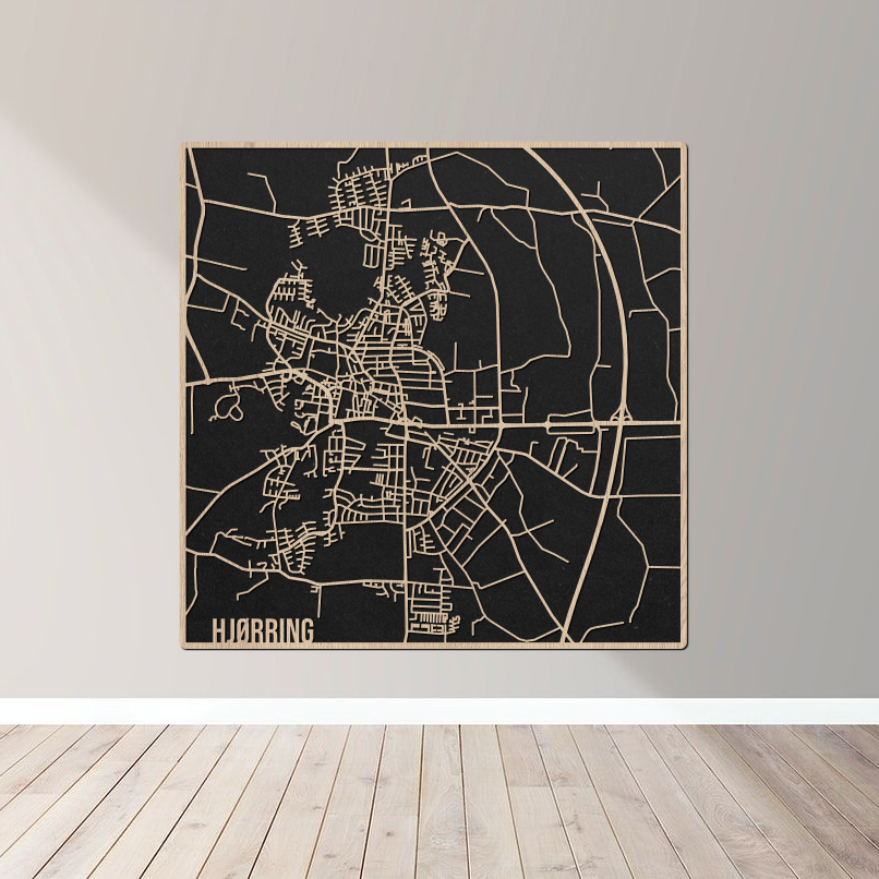 Hjørring - Bykort plakat i træ
