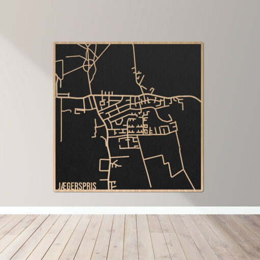 Jægerspris - Bykort plakat i træ