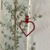 Udskåret Julehjerte 3 stk - Ophæng i rød